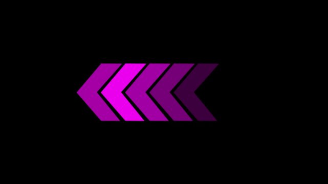 Horizontal Row of Purple Chevron Arrows Pointing Leftward on Black Background direction
