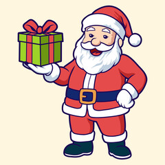 Santa Claus Cartoon Vector Holding Gift Box