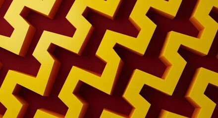 Decorative seamless zig zag design in yellow and red, suitable for posters, branding, and fashion prints.