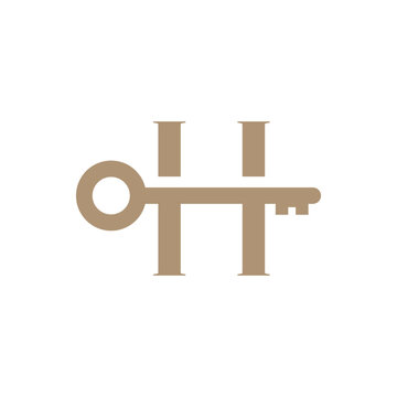 Letter H logo design with concierge key. concierge logo concept