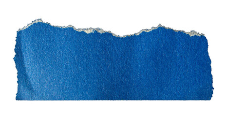 Blue torn paper piece on transparent background. Png paper tear