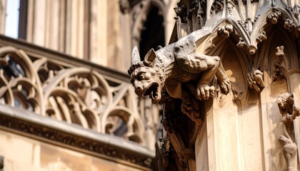 Ornate gargoyle on a cathedral facade