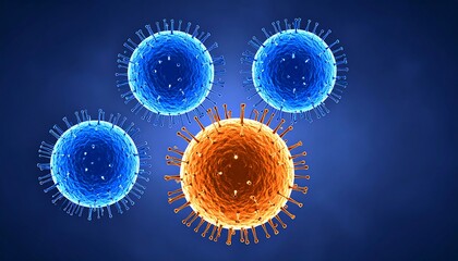 Three-dimensional illustration of viruses