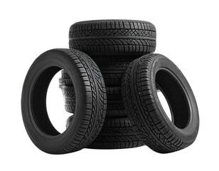  All-Season Tires Angled Stack, Close-Up on Surface, Isolated PNG