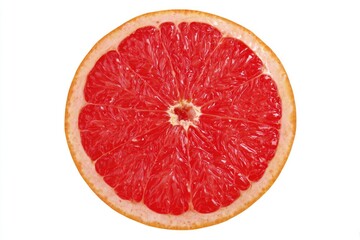 Red Grapefruit Slice Isolated On White Background