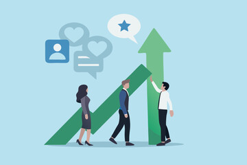 Teamwork and collaboration driving business growth and success with positive feedback and recognition