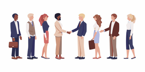 Fototapeta premium Diverse business professionals in handshake interactions