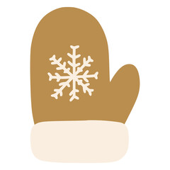 Winter mitten with snowflake pattern celebrating christmas season