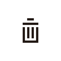 Letter U rubbish bin geometric symbol simple logo vector