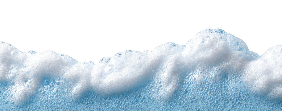 Frothy, light-blue soap suds