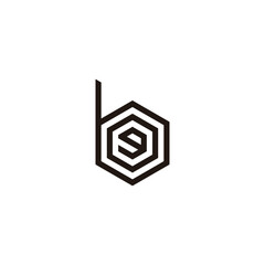 Letter g, o and b hexagon lines geometric symbol simple logo vector