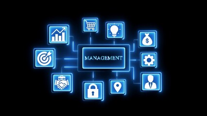 Business management concept flowchart with icons strategy