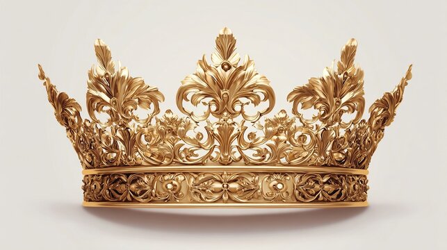 Ornate gold crown, intricate design, regal headwear
