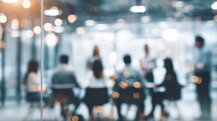 Business office with blurred people casual wear, with blurred bokeh background indoor, top, blur, office, room, business, interior