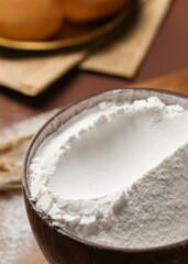 The process of an experienced chef making bread using flour