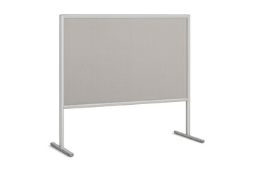 Office partition screen creating private workspace with transparent background