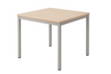 Square wood top table with metal legs