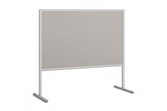 Office partition screen creating private workspace with transparent background