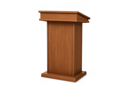 Wooden lectern podium for public speaking presentation with transparent background - Powered by Adobe