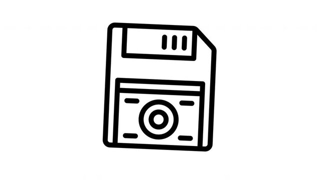 floppy disk minimalist stroke animation