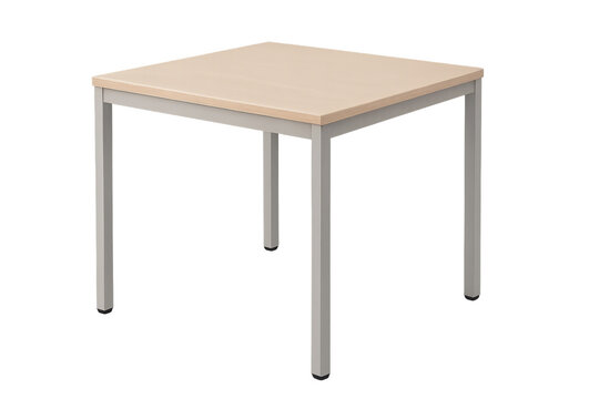Square wood top table with metal legs