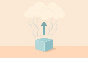 Fototapeta premium Educational pastel illustration showing sublimation, the direct transition from solid to gas, with clear visual metaphor for science learning and classroom materials