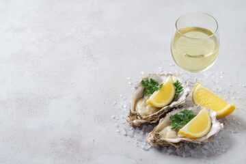 Chilled oysters with lemon wedges evoke coastal opulence, ideal for International Oyster Day or a Midsummer Night's feast