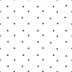 Seamless cute small scale black stars fabric design pattern
