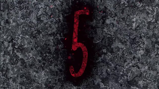 Halloween Red Bloody  Number Countdown on Abstract Dark Gray Texture Background