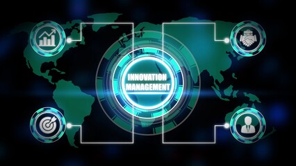 Obraz premium Digital global network with innovation management hub