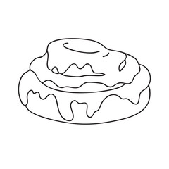 Cinnabon vector illustration. French breakfast. Outline drawing, coloring. Design element for packaging, holidays, and decorations