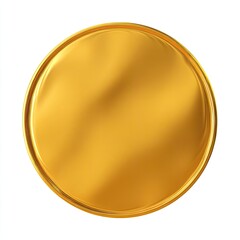 Gold coin or medal, smooth,  shiny surface,  isolated