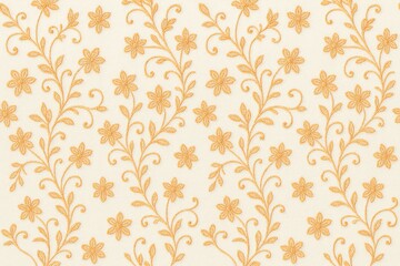 オレンジ花柄エンボス調パターン背景