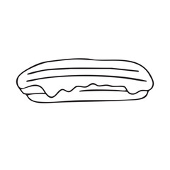 Vector doodle illustration. Eclair. Design element for packaging, holidays, and decorations