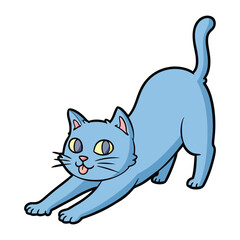 Playful Cat's Morning Stretch: A vibrant illustration captures a charming, cartoon cat in a moment of pure morning bliss. its playful stretch exudes energy and invites smiles.