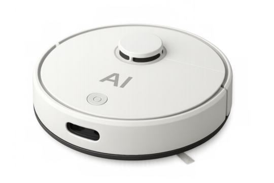 Robot vacuum cleaner with ai technology on transparent background - Powered by Adobe