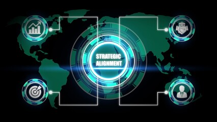 Global strategic alignment concept with icons and world map 1