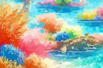 Various oil paintings, flowers, lakes, landscapes, butterflies, rabbits, spotted deer, roses, peonies, forests, marine life