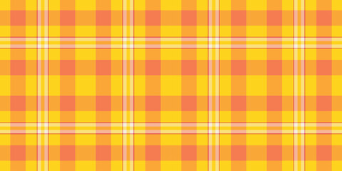 Chic background texture pattern, pure tartan fabric plaid. Collage textile vector seamless check in orange and yellow colors.