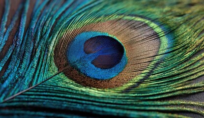 Obraz premium Close-up peacock feather, vibrant colours
