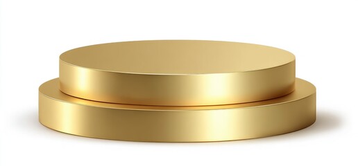 Two-tiered gold podium on white background