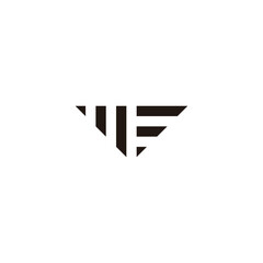 Letter w and E papers, folds geometric symbol simple logo vector