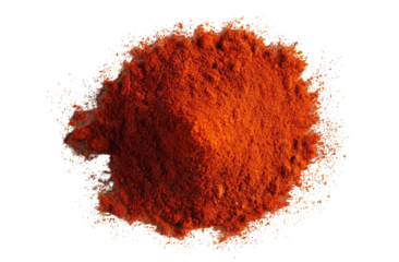 Pile of vibrant red spice, roughly textured, against a black background