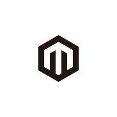 Letter M hexagon, outline geometric simple symbol logo vector