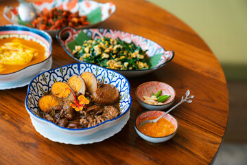 Thai braised pork with eggs and side dishes