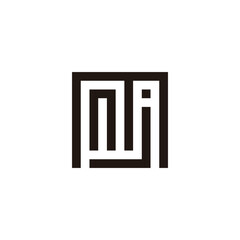 Letter M, n and j square geometric simple symbol logo vector