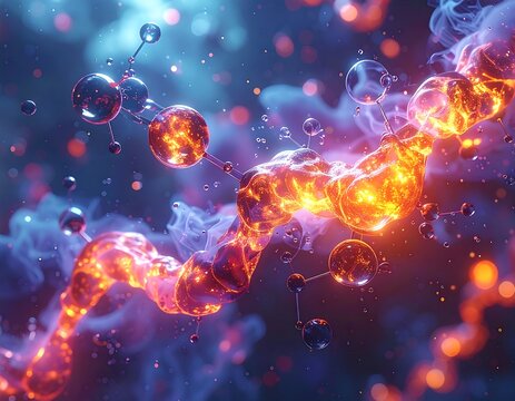 Abstract glowing molecular structure - Powered by Adobe