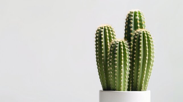 Vibrant Cactus in White Pot against a Clean Background