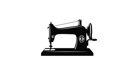 Vintage black and white illustration of a classic sewing machine design