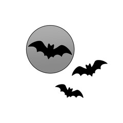 Naklejka premium Black and white Halloween bats with moon illustration clip studio paint hand-drawn illustration